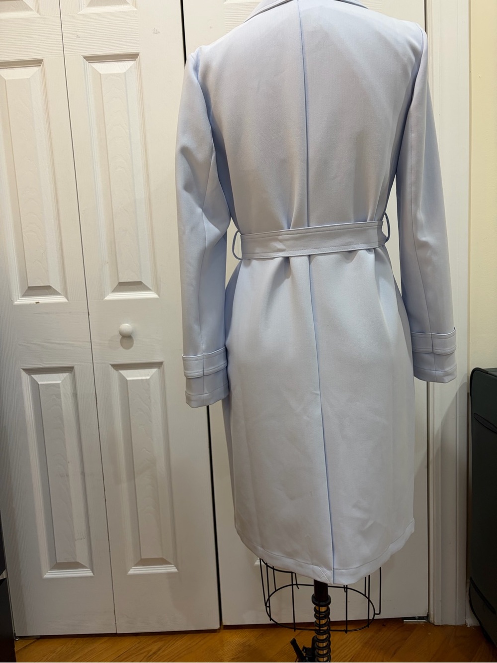 Ann Taylor Women S Light Blue Trench Coat Double Breasted Classic Spring Office - Picture 2 of 14